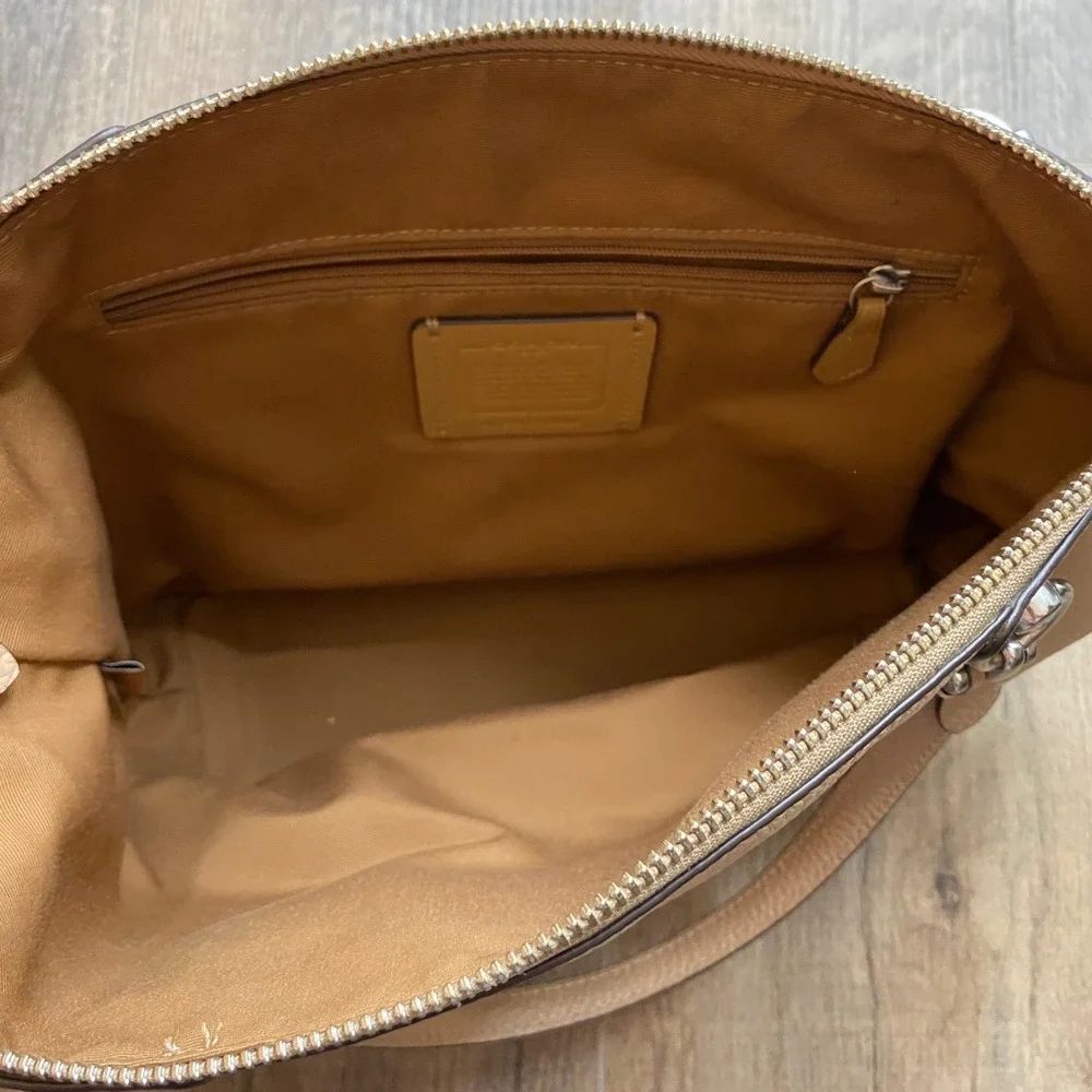 Coach Kacey Satchel‎ Taupe Pebble Leather Handbag Purse 05229 Crossbody Shoulder - Picture 5 of 9